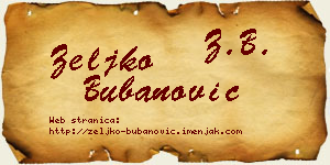 Željko Bubanović vizit kartica
